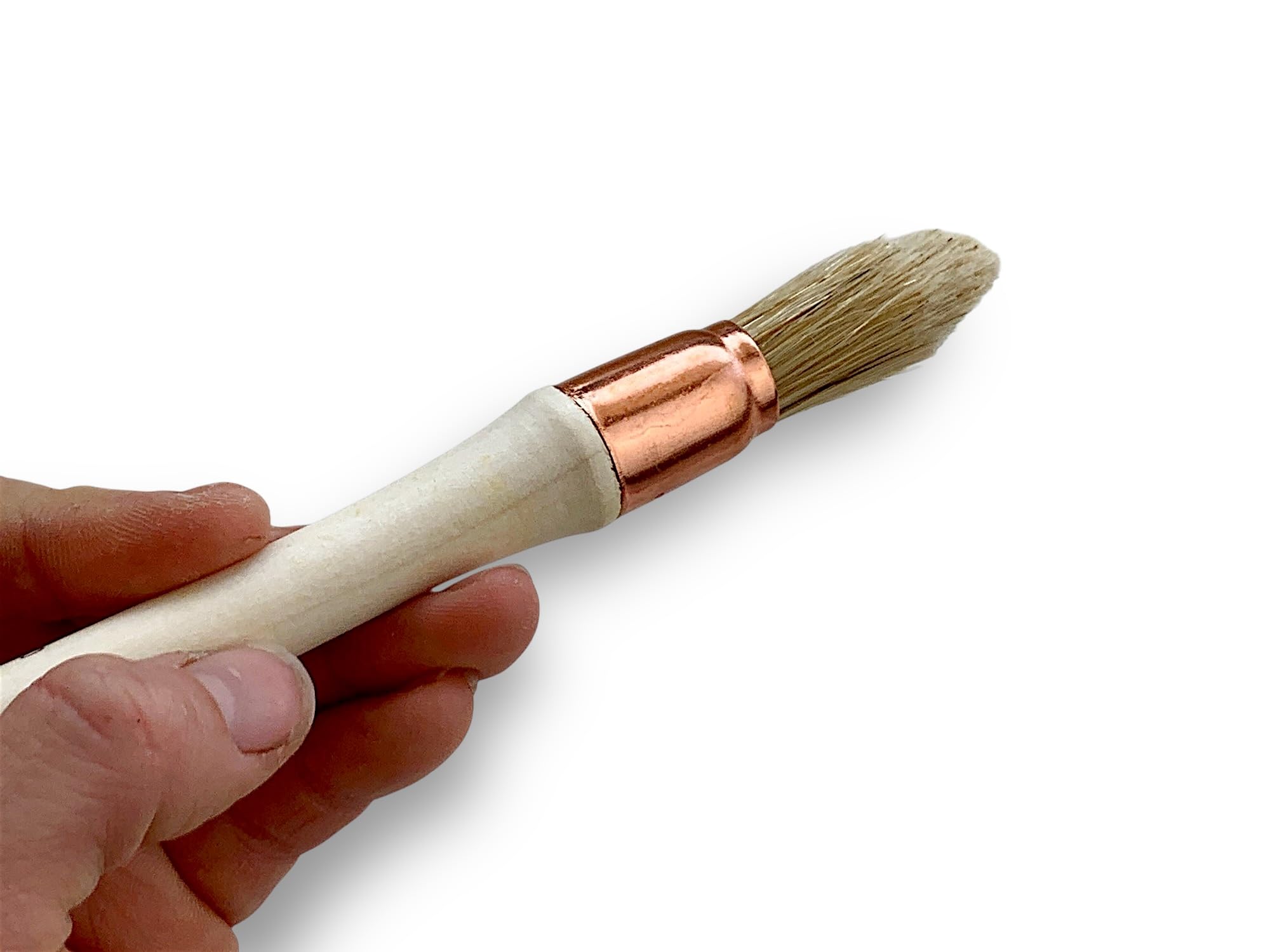 Set di 50 pennelli da ricampione, spazzola rotonda in seta bianca, diametro 15 mm, manico in legno grezzo, ideale per dipingere e ristrutturare persiane, modanature, battiscopa e angoli Kibros 371D15