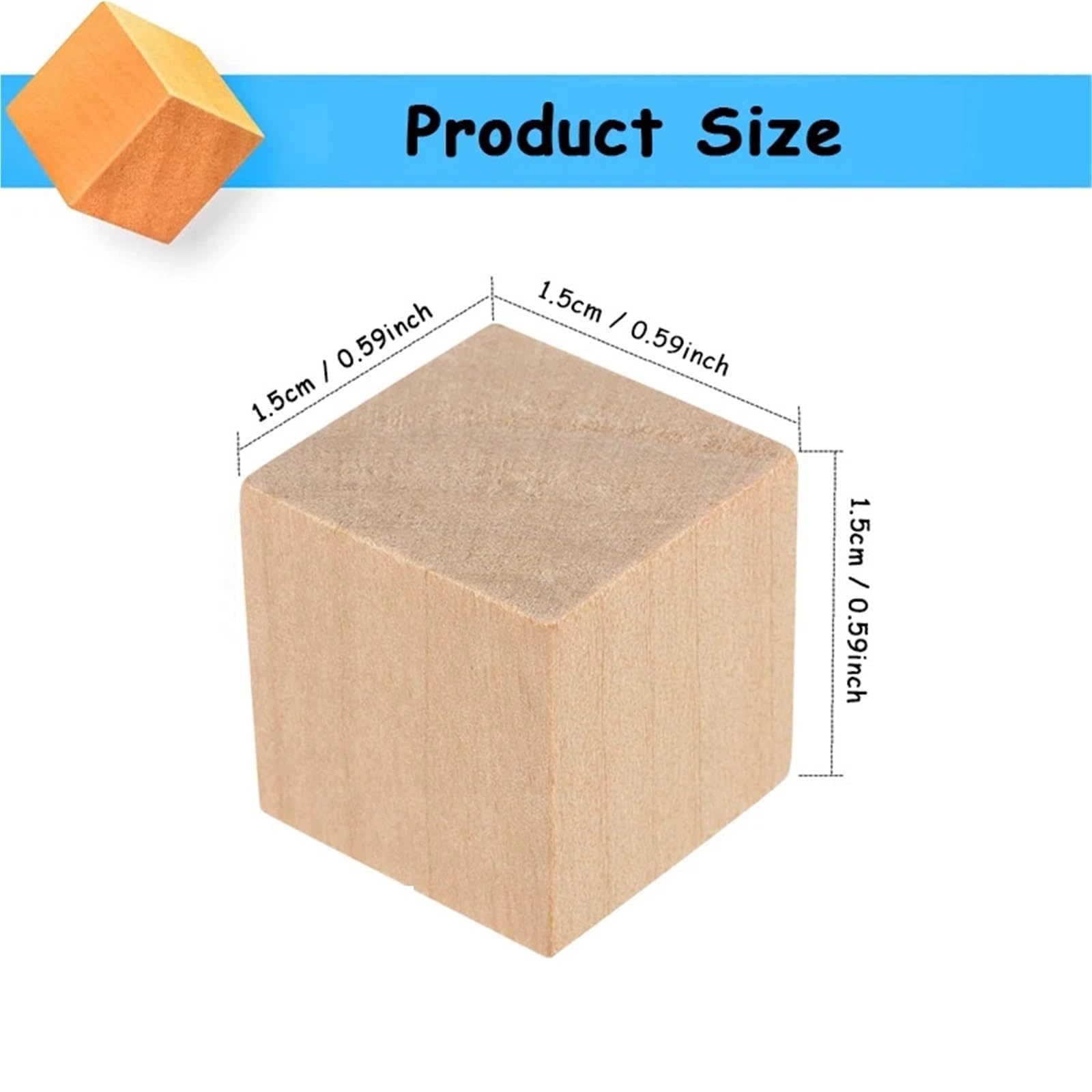500 pezzi di blocchi legno da 15 mm for artigianato, cubi pino naturale non rifiniti, vernice fai te, progetto decorazione della casa Per Hobby creativi