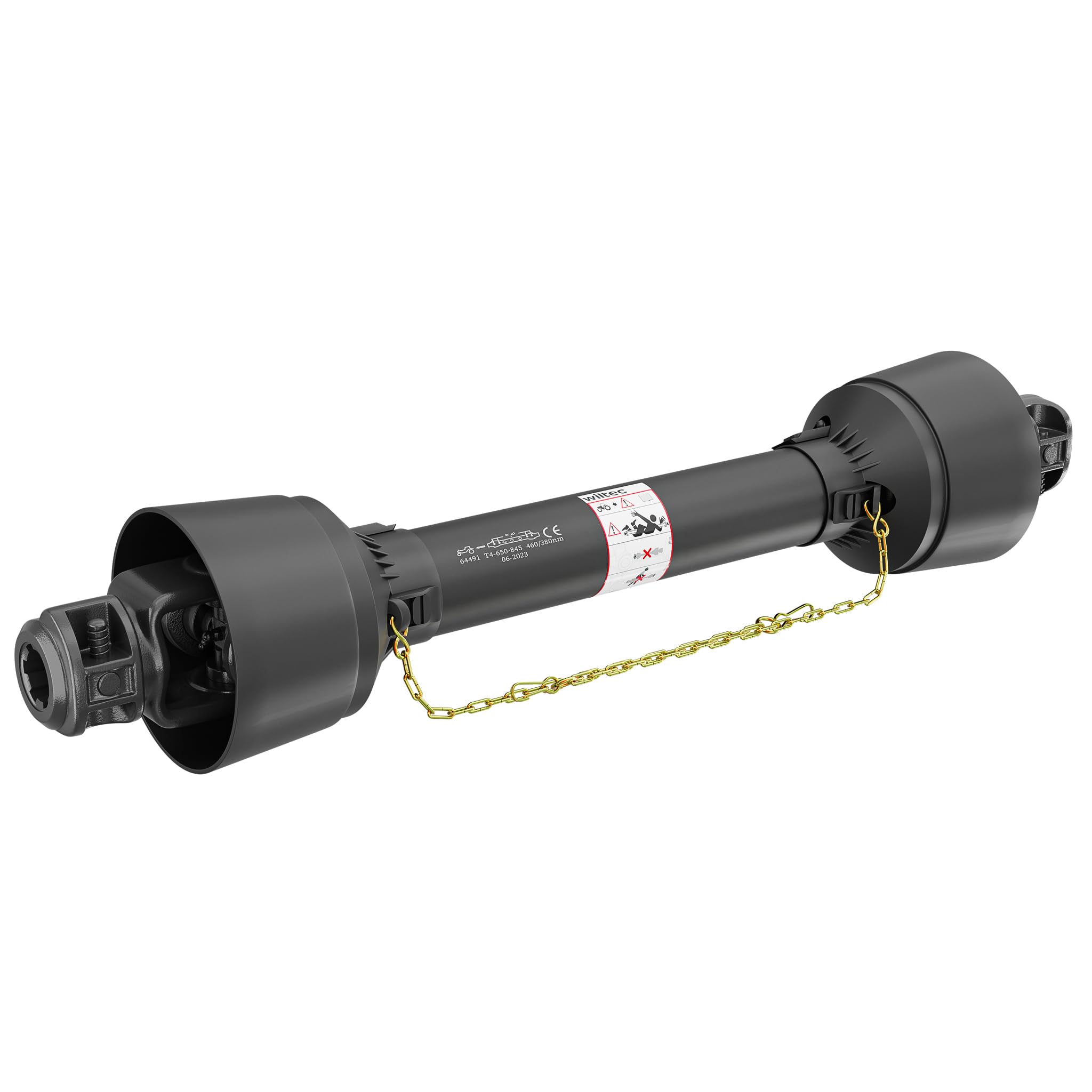 WilTec Arbre Transmission T4 Cardan 650mm 460Nm 540tr/​min 40kW (55CV), 2X 1 3/​8" 6 Dents Prise Force