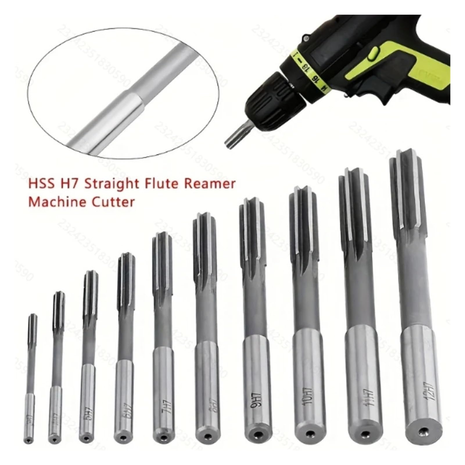 Alesatore In Acciaio Rapido HSS For Macchina Con Manico Dritto 1/4/5/6/8/9/10 Pezzi 10-20 Mm H7(6pcs 4-12mm Set H7)