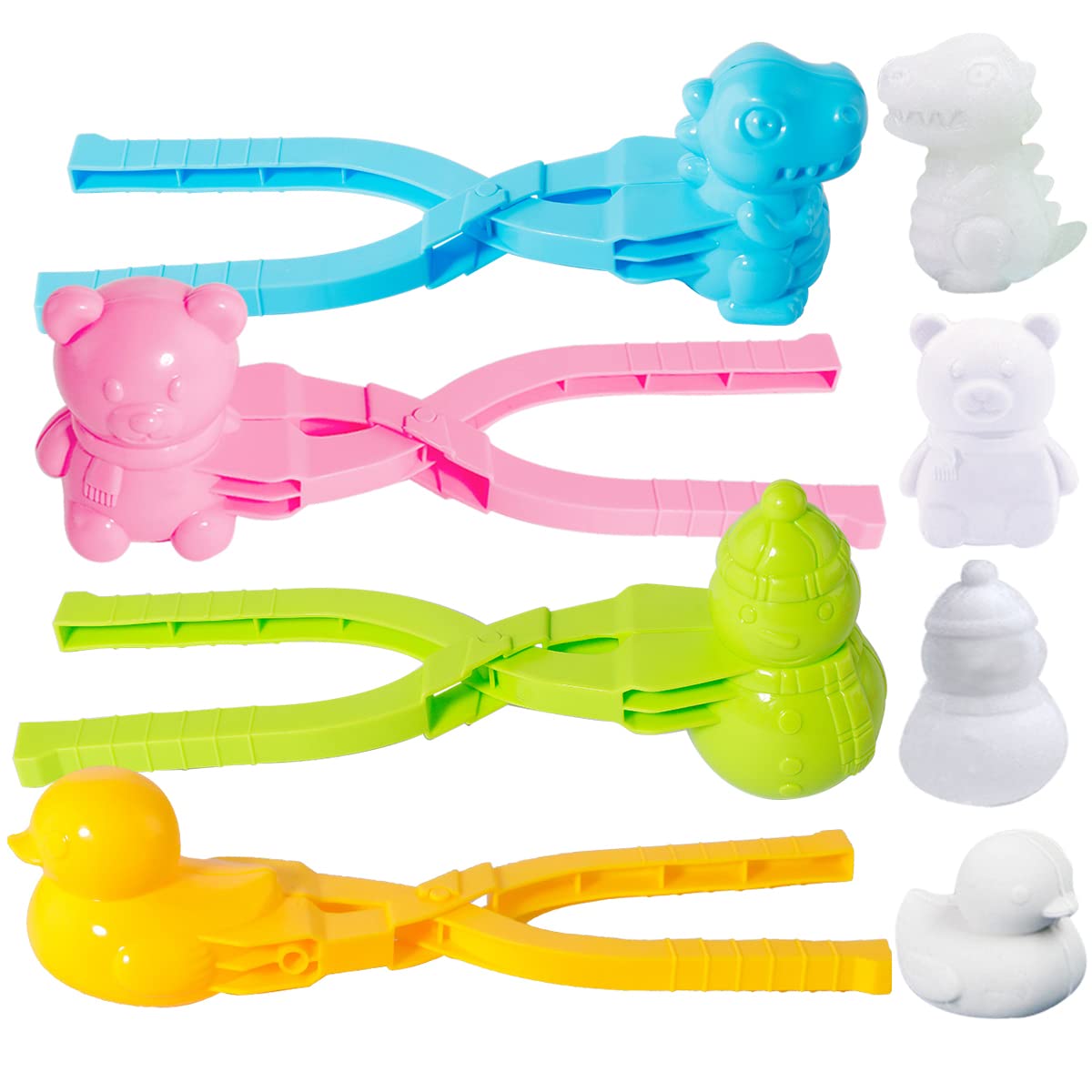 4 Pcs/Set Snowball Maker Clips, Mixed Cartoon Shaped Snow Ball Maker Clip Clamp Outdoor Winter Play Snow Sand Clay Mold Tool for Kids Snowball Fight Beach Player (4pcs-3)
