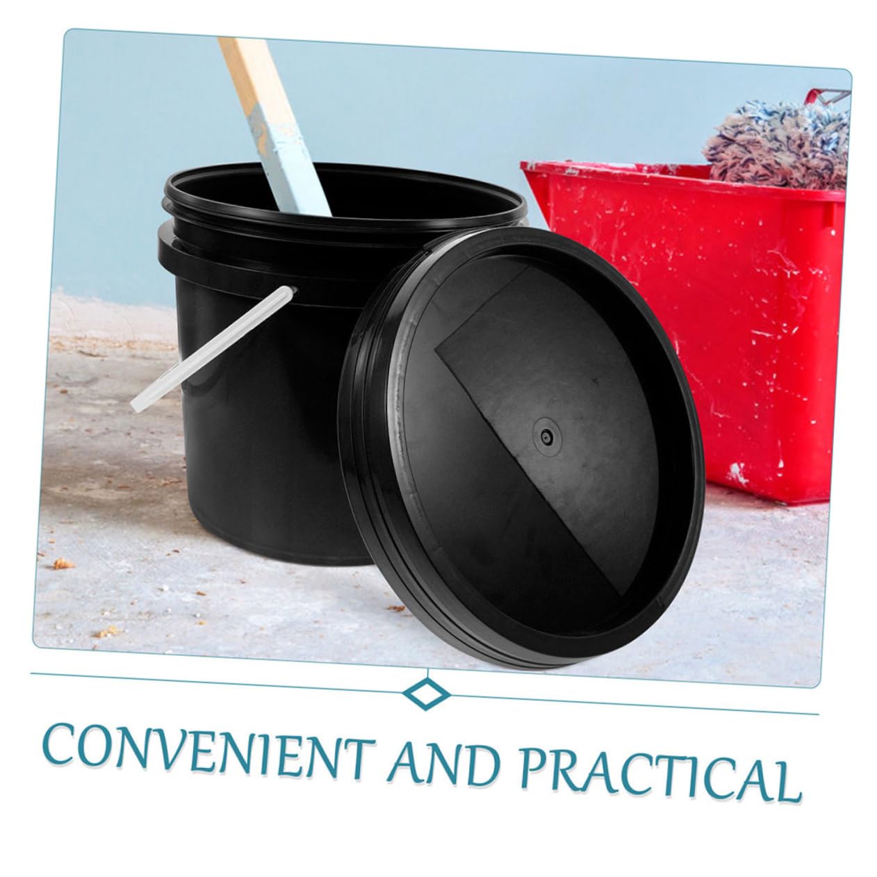 VILLCASE Cubo De Aceite De Grado Alimenticio con Tapa para Pintura Mezcla Y Pintura con Tapa Rectangular para Exteriores De Plástico Y Color Negro