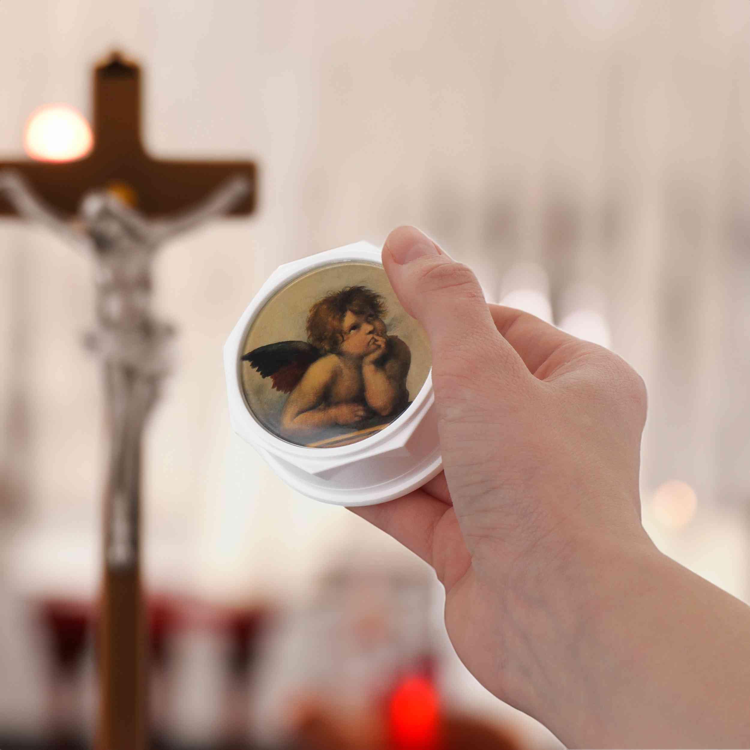 Rosario con pieghevole angelo custode, litanie e misteri del rosario