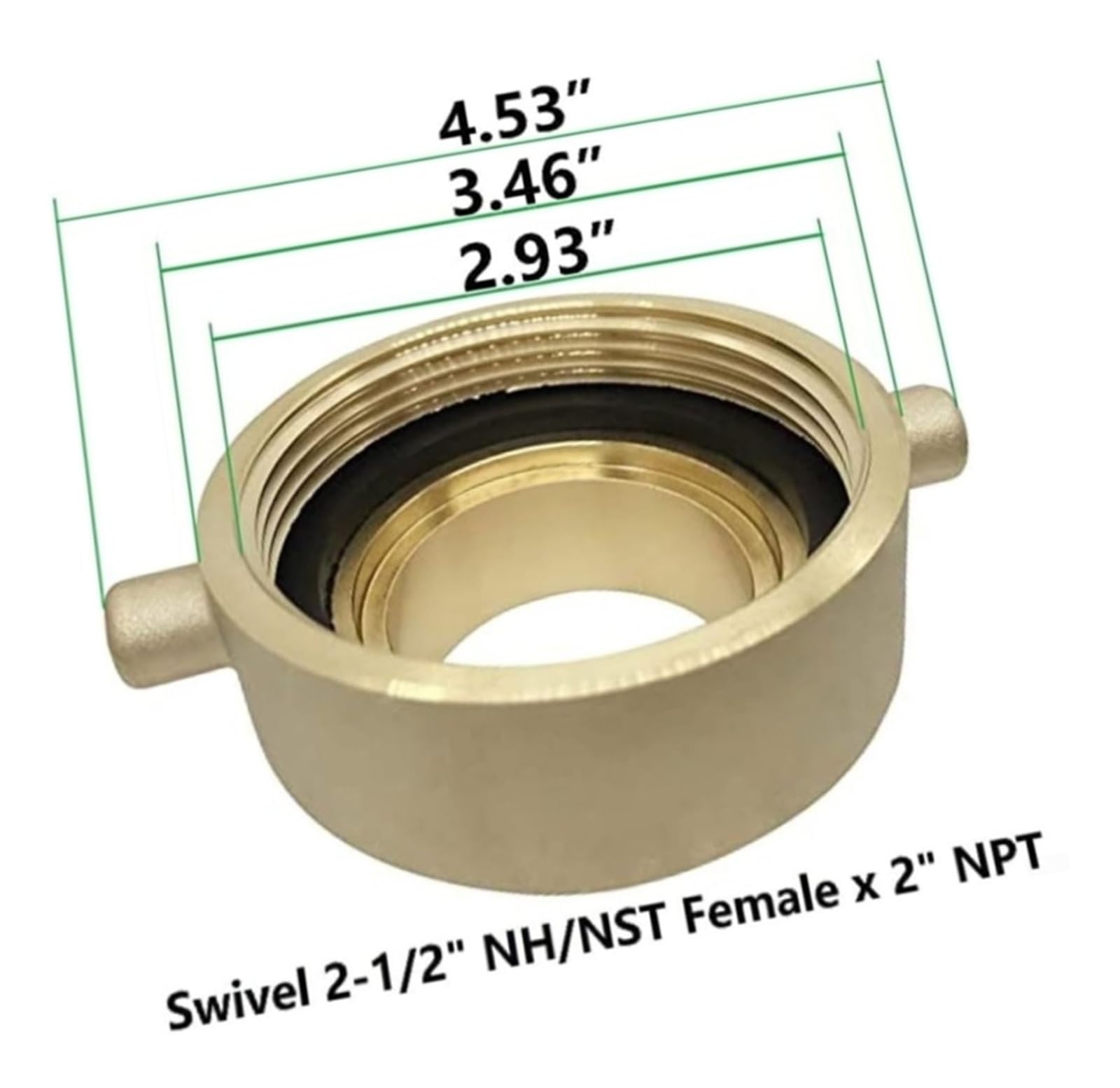 Adaptador de manguera for hidrante contra incendios, conector de latón NST hembra de 2-1/2" a macho NPT de 2" con giro for equipos contra incendios y sistemas de agua