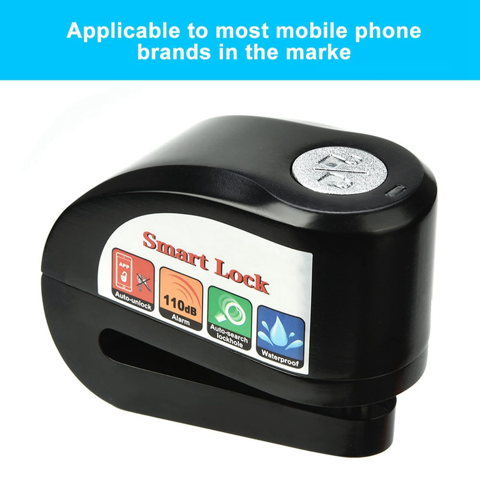 Sonew Blocco freno a disco, blocco disco allarme bici moto, APP bluetooth intelligente chiusura auto-furto keyless, impermeabile 110dB suono allarme controllo telefono cellulare (Lock)