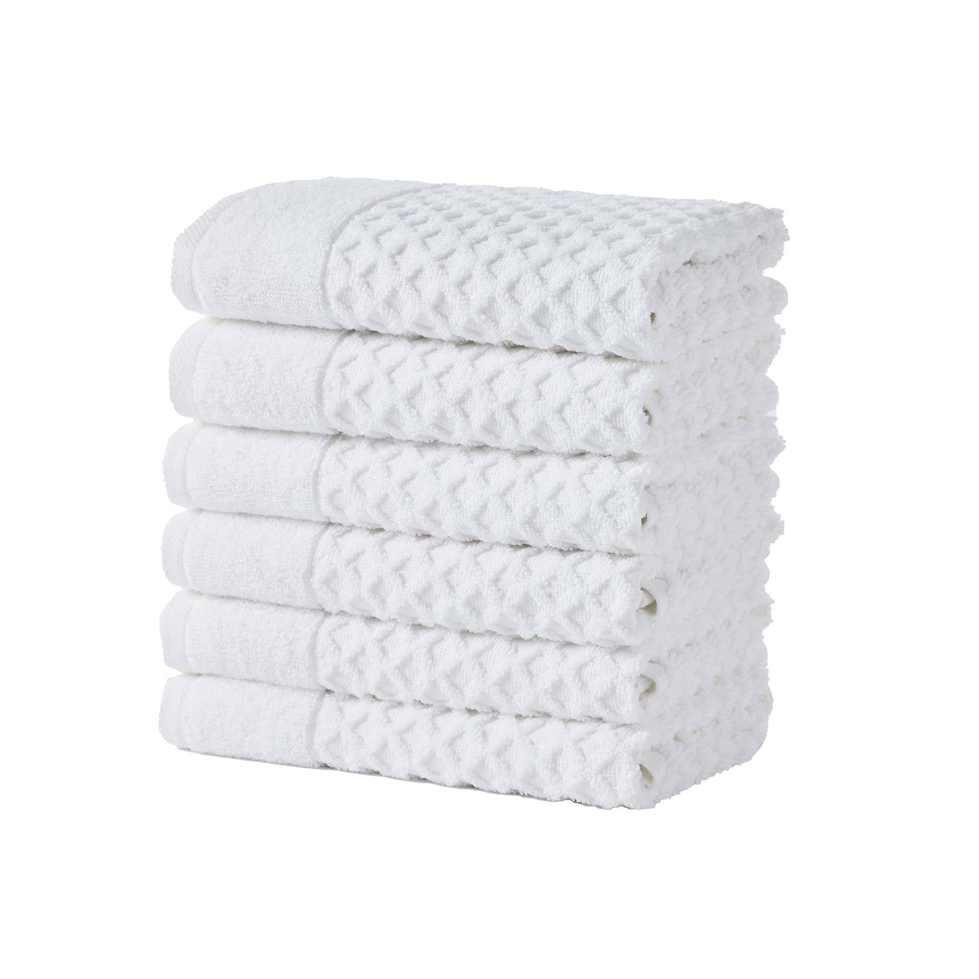 Great Bay Home White Bath Towels - 100% Cotton 6 Pack 26x16 Hand Towel Set - Absorbent, Durable, Quick-Dry Towels for Bathroom