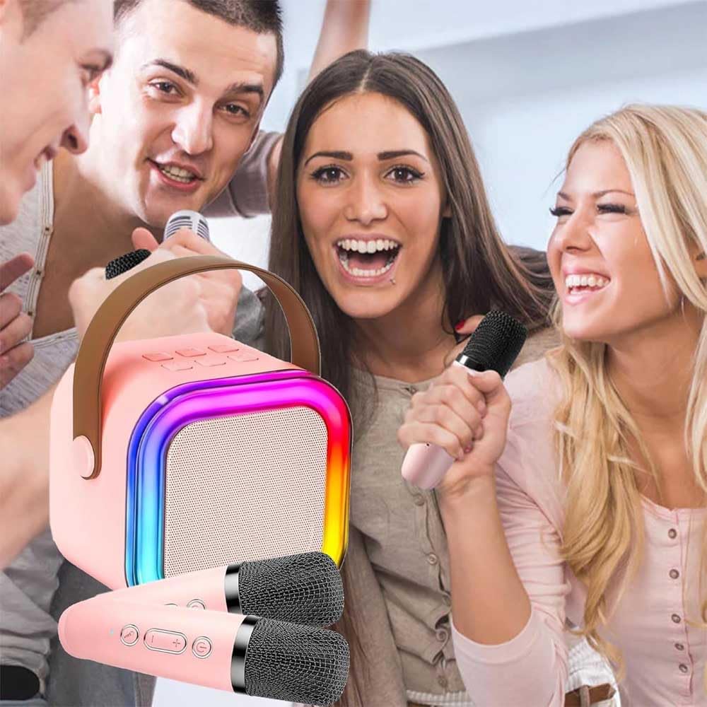 Mini Macchina Karaoke Per Bambini E Adulti,Karaoke Con 2 Microfono Karaoke Per Bambini Mini Cassa Bluetooth Portatile Con Led Luci E Cambia Voce,Mini Karaoke Macchina Per Bambini E Adulti (Nero)
