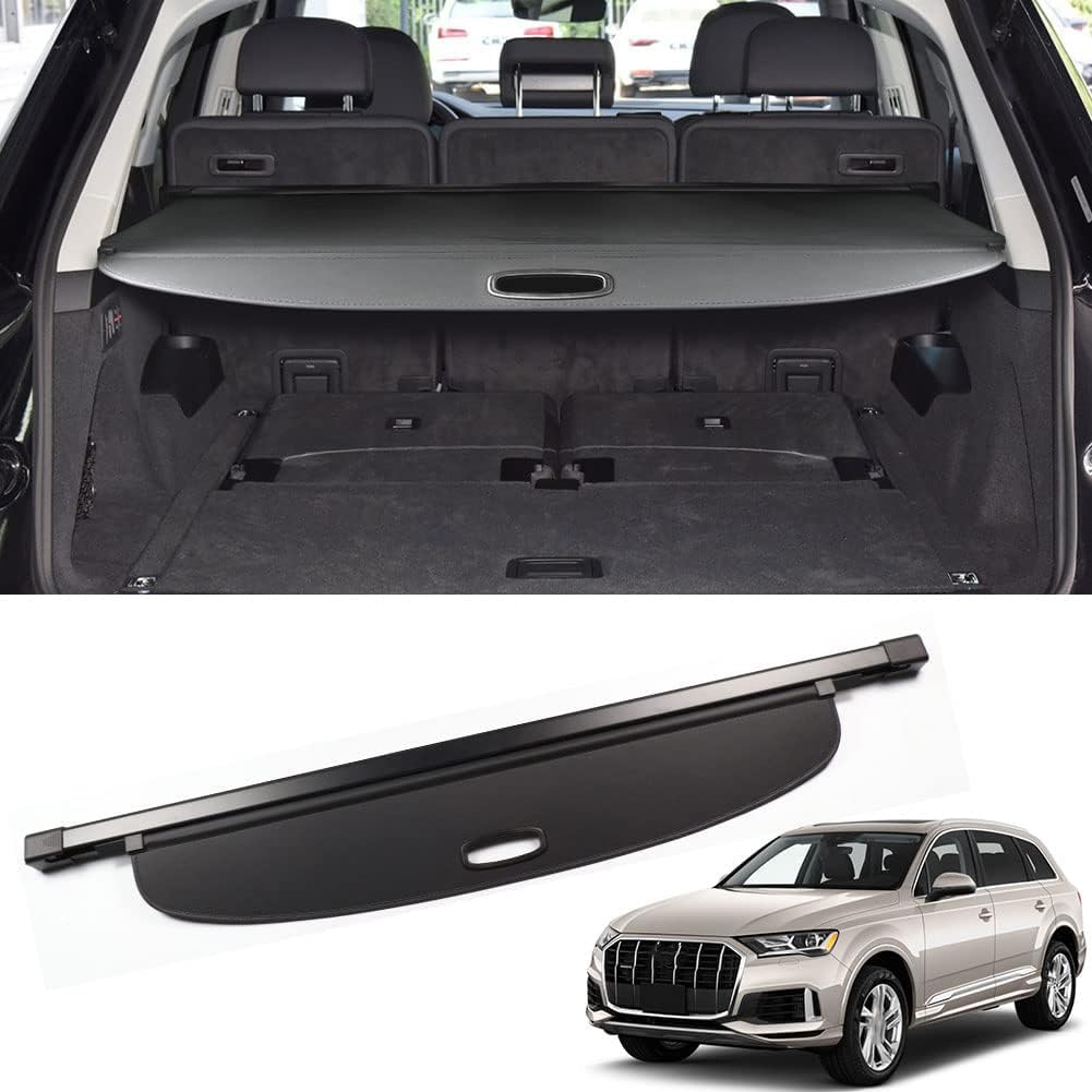 LEMAS Car Retractable Rear Trunk Parcel Shelf for Audi Q7 2016-2022, Luggage Cargo Shield Auto Parcel Shelf Privacy Cover, Styling Accessories