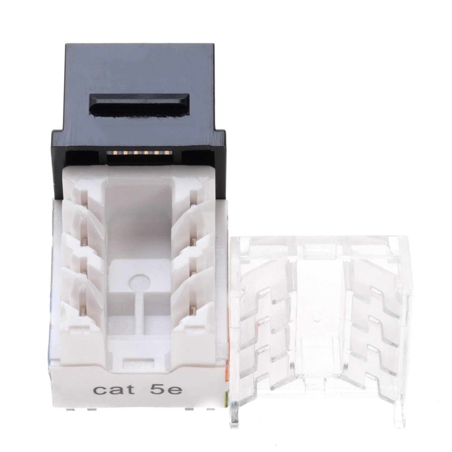 SATMAXIMUM RJ45 Cat5e CAT6 Keystone Ethernet Wall Jack Punch Down UTP 45 grados (terminación más fácil que 90 grados), perfil delgado negro (5)