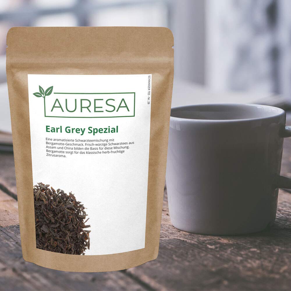 AURESA Schwarztee Earl Grey Spezial | Fruchtig-würziges Zitrusaroma | Schwarze Tees aus Assam und China