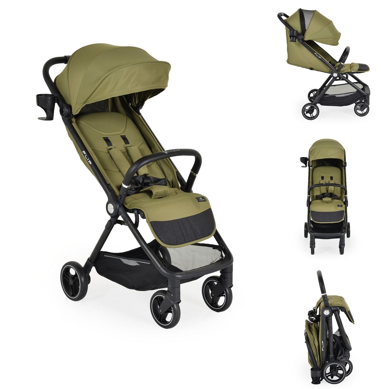 Cangaroo Kinderwagen, Sommerbuggy Flip klappbar Getränkehalter Korb Stoßdämpfer grün