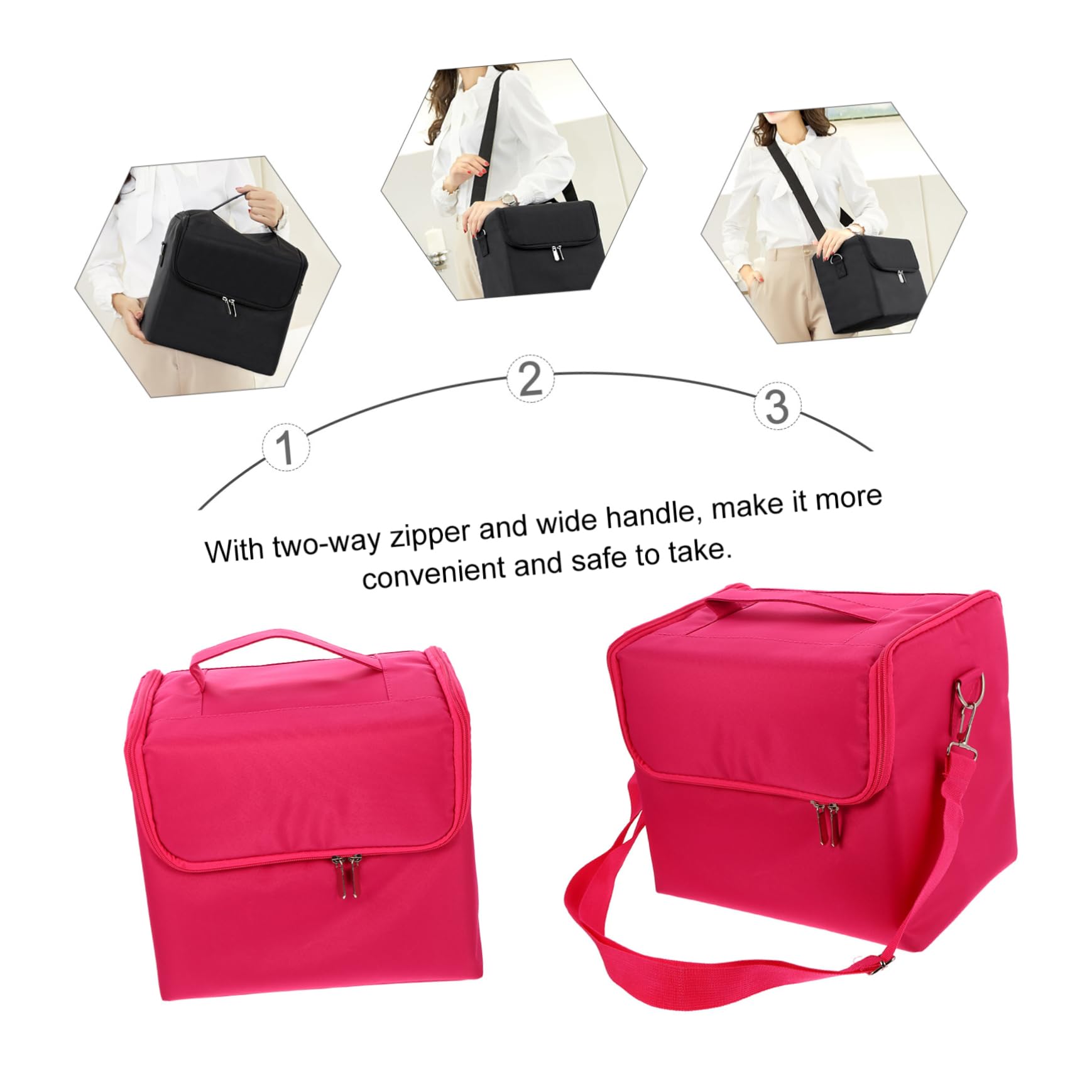 PACKOVE Maletín de Maquillaje Profesional y Ligero, Organizador Multilayer de Tela Oxford Asa Ancha y Cremallera de Doble Vía