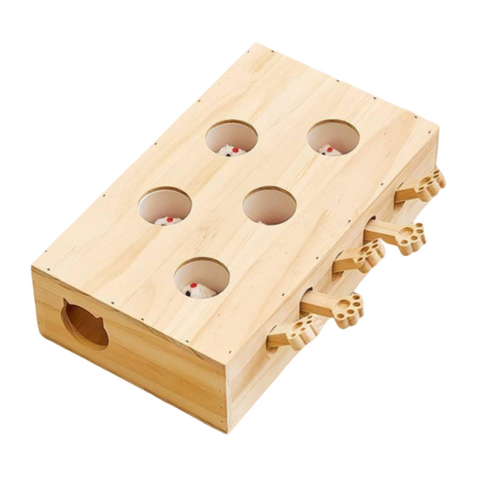 Juguete Interactivo para Gatos Juego Mazes de Madera Accesorio para Mascotas Juguete Puzzle Contribuye a Desarrollo Físico Y Mental Adecuado Pa, 5 Agujeros