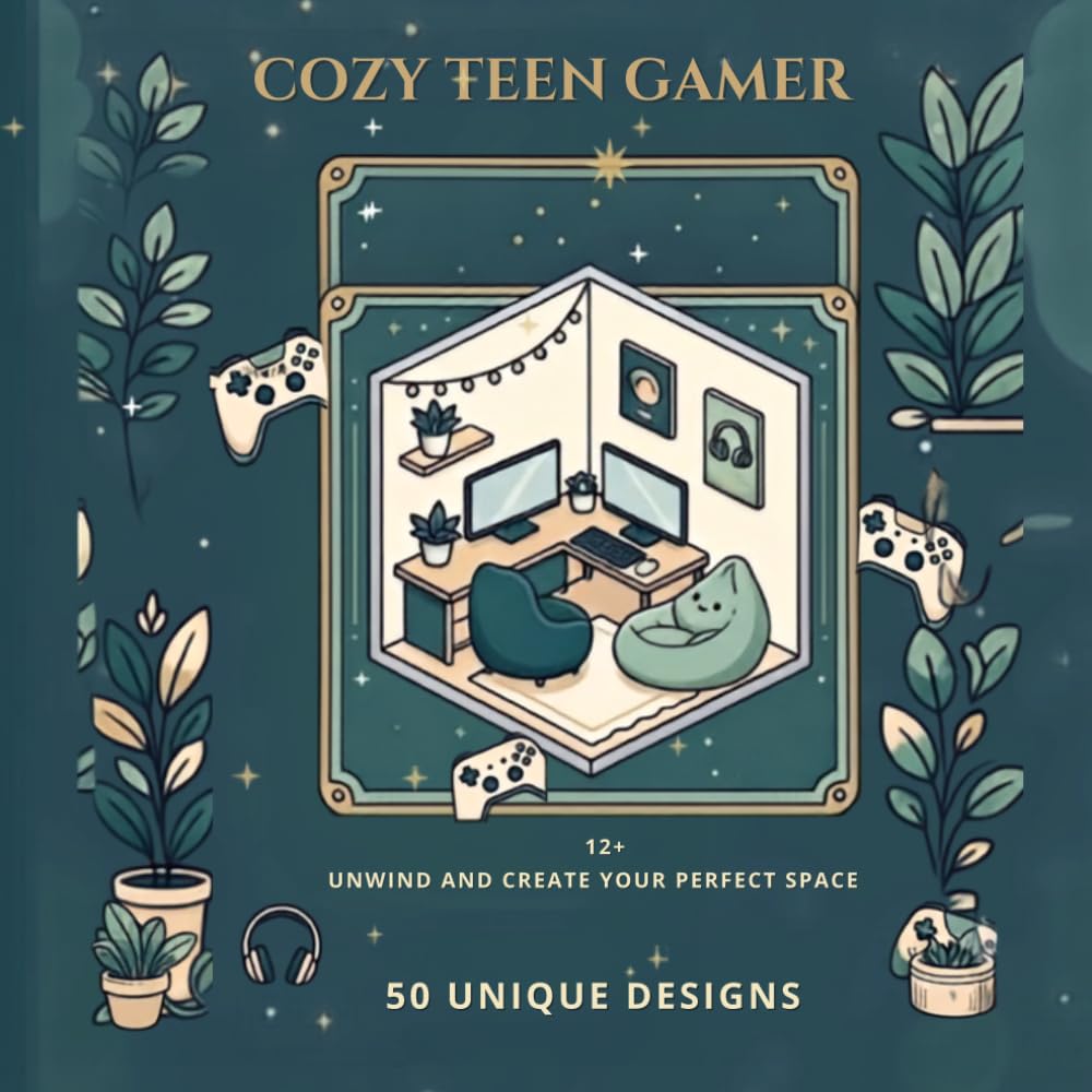 The Cozy Teen Gamer: A Cute and Relaxing Coloring Book of Lo-Fi Gaming Rooms for Teens