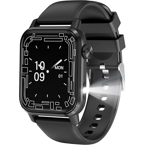 Smart Watch, 1.85" HD Display, 3D Dynamic Dial, 60Hz High Refresh, Bluetooth Calling, LED Flashlight, 100+ Sports Modes (Black)