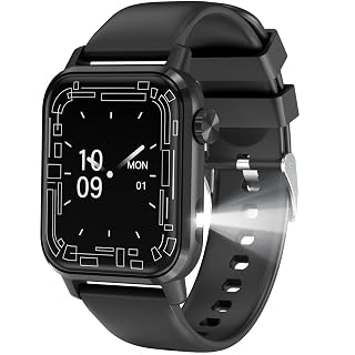 Smart Watch, 1.85" HD Display, 3D Dynamic Dial, 60Hz High Refresh, Bluetooth Calling, LED Flashlight, 100+ Sports Modes (Black) - Amazon product rated Grade B