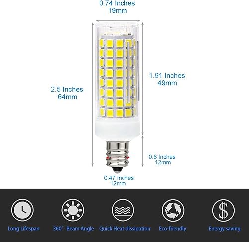 Miniatura 4 de Treie Bombilla LED de maíz E12 de 10 W (paquete de 4) E12 regulable equivalente a 100 W, 1000 lúmenes, 6000 K, bombillas de araña decorativas, base