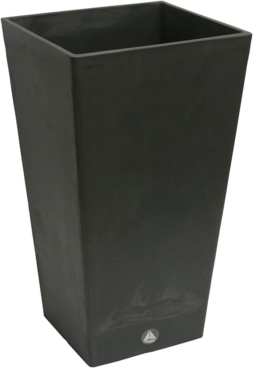 Algreen 17235 Valencia, Square Taper Elevated Plant Shelf, 14-in. by 24-in. Height, Slate Planter