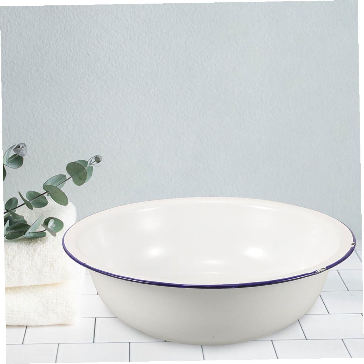 Bacinella Pediluvio in Smalto Vintage Bianco da 32cm, Facile da Pulire e Multifunzionale per Pedicure e Lavaggio Piedi Comfort in Casa
