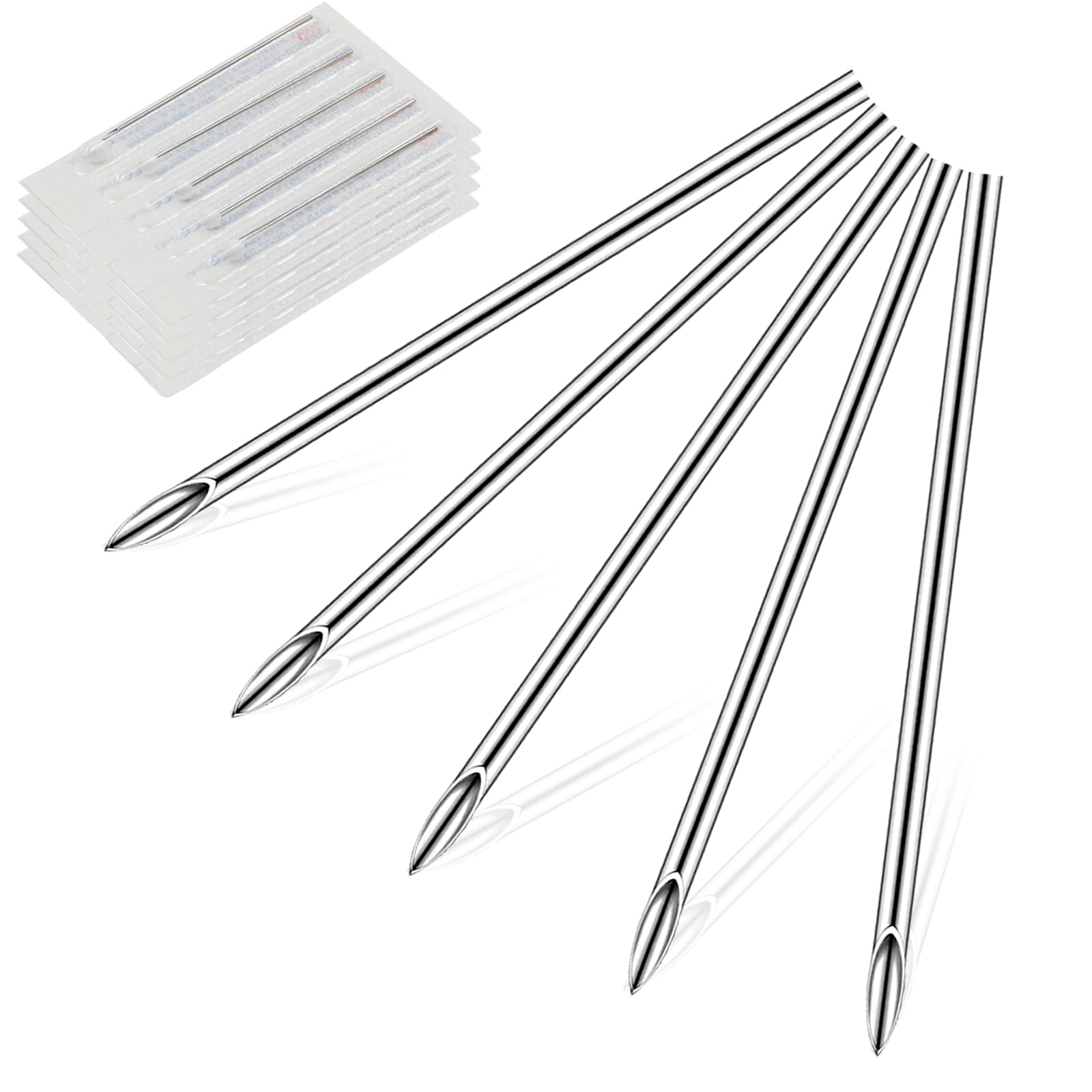 16G 100pcs Professional Piercing Needles - 316L Stainless Steel Jewelry Needles Hollow Design, Thin Sharp Tips for Nostril & Eyebrow Piercing Jewelry