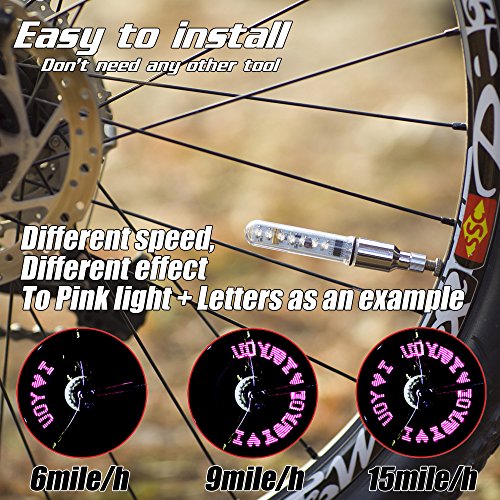 Daway A08 Bicycle Tire Valve Stem Light - Led Waterproof Bike Wheel Lights Neon Flashing Lamp Glow In The Dark Cool Safe Accessories, 1 Pack, White Graphics #TOP5