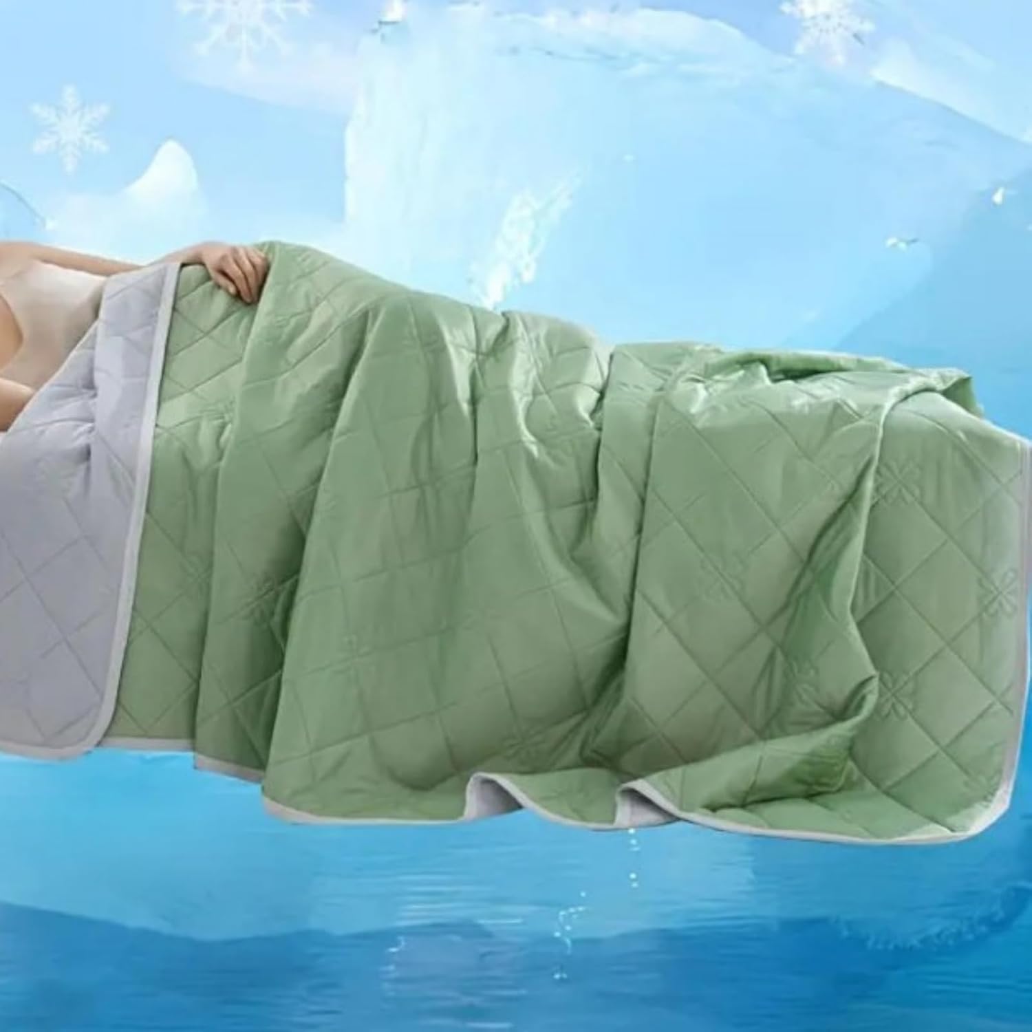 VUIKLCty Cool-touch Fibre Summer Duvet, Soft, Breathable And Comfortable (includes One Duvet Only)(Green 01,180x200cm)