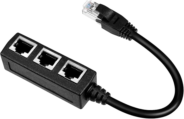acdokuk RJ45 Ethernet Extension Cable 1 Male to 3 Female Ethernet Splitter CAT7 Network Connection Cable, Extension Cable Female Adapter, for Computer Network Accessories