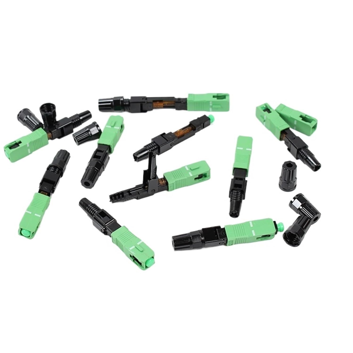 100PCS SC/APC Fiber Optic Fast Connector Single Mode Fiber Optic Adapter FTTH Fiber Quick Connector Field Assembly