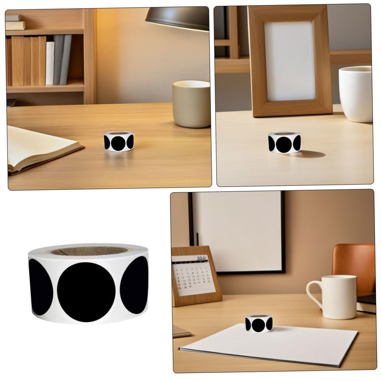 6 Etichette Adesive Rotonde Nere in PVC Impermeabili e Resistenti Allusura Scrivibili per Organizzazione Contenitori Barattoli e Scatole Ufficio e Adesivi Ciascuno