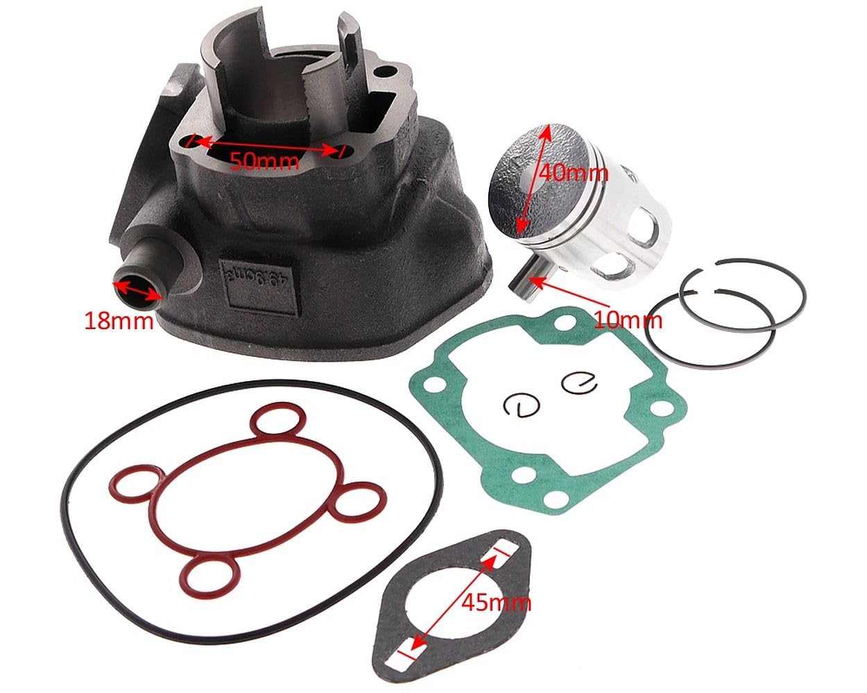 2EXTREME kit de cilindro 50cc 10mm compatible con Yamaha Aerox, Jog RR, Aprilia Sonic, Sachs Speedjet RS 50cc scooter