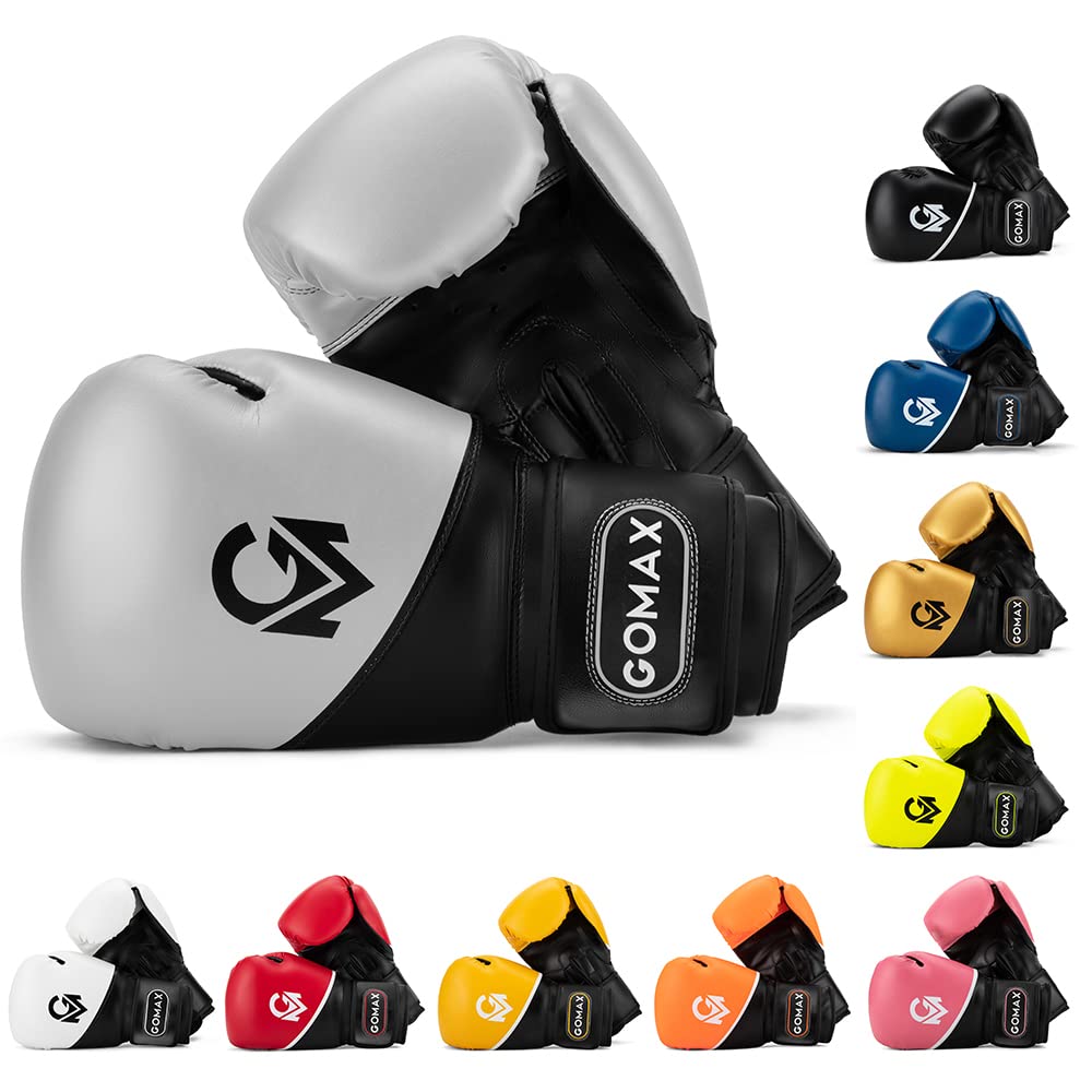 GoMax Leather Boxing Gloves 6,8,10,12,14,16 oz Boxing Gloves for Training Punching bag Sparring, Punching Boxing Bag Gloves Mitts Muay Thai Kickboxing MMA Martial Arts Workout Gloves