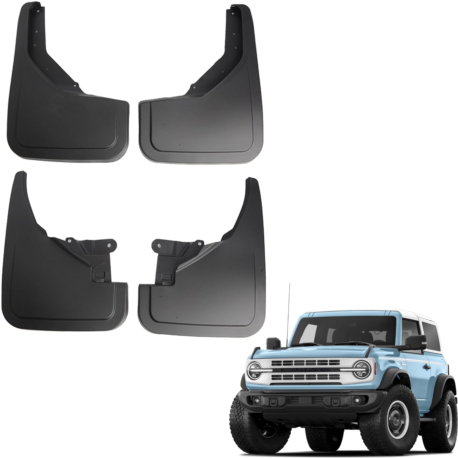 Durable Ford Bronco 2021-2024 Mud Flaps and Fender Guards - 4 pcs, Easy Installation, No Drilling