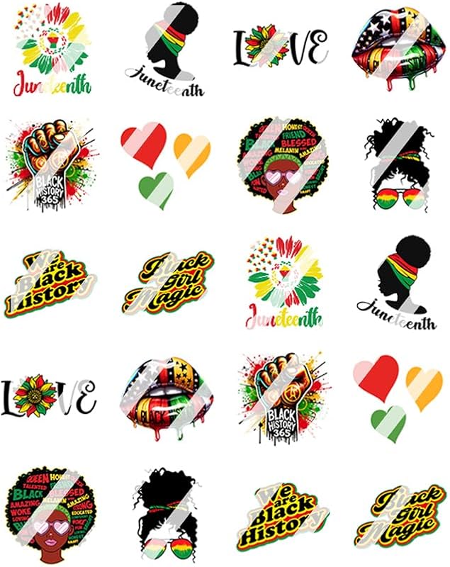 Juneteenth Design #2 Nail Art Decals - Waterslide Nail Decals (Adult Small 0.3" inches)