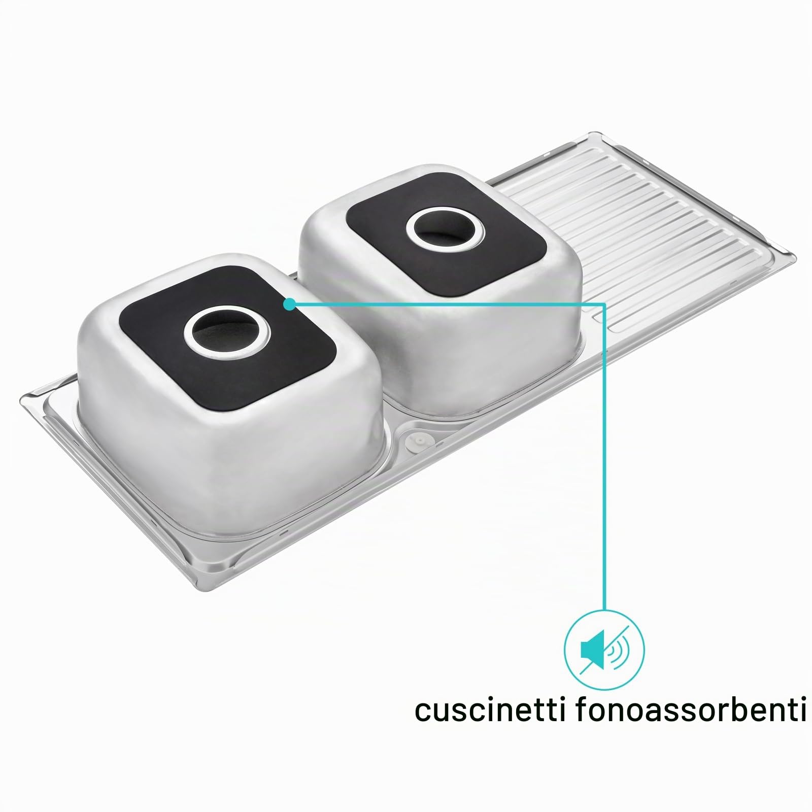 JASSFERRY Lavello da cucina 2 Vasca doppia in Acciaio Inox Spazzolato, scolapiatti reversibile Lavandino, con set di rifiuti