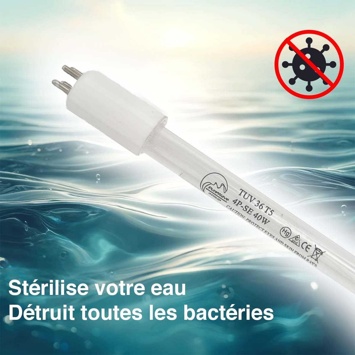Desineo Lampe UVC 25W Germicide TUV 25W 4P SE PUREWAWE pour UV potabilisation Bassin