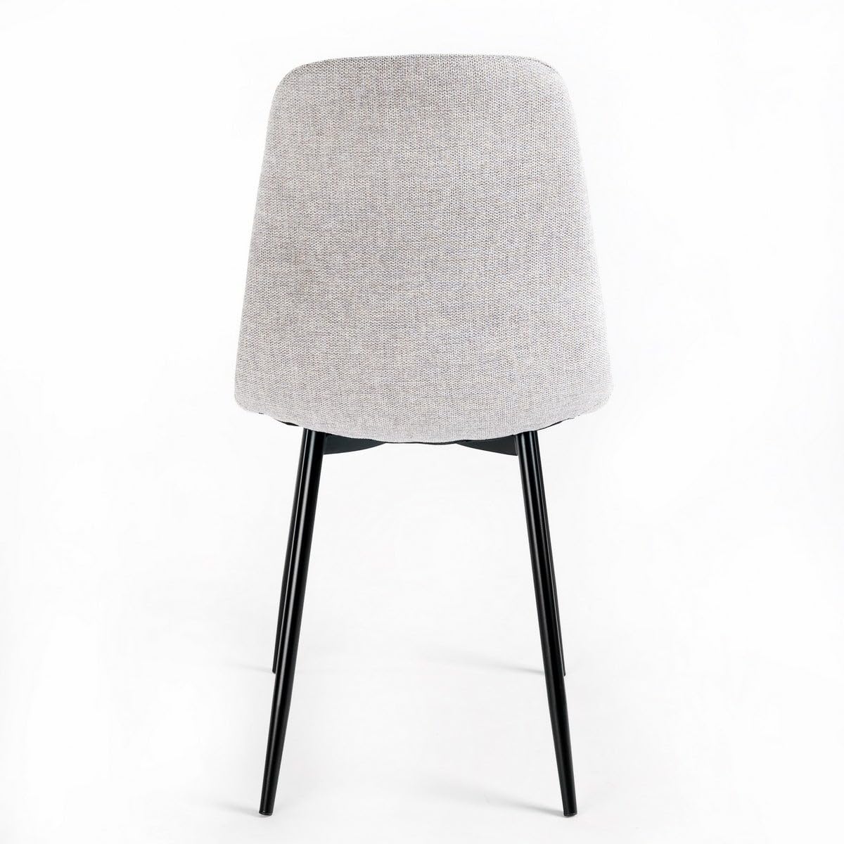 4 sillas de comedor Lina gris tapizadas en lino con patas metálicas negras | Sillas ligeras de diseño ergonómico y elegante para comedor, cocina u hostelería. Asiento acolchado y cómodo fácil de lavar.