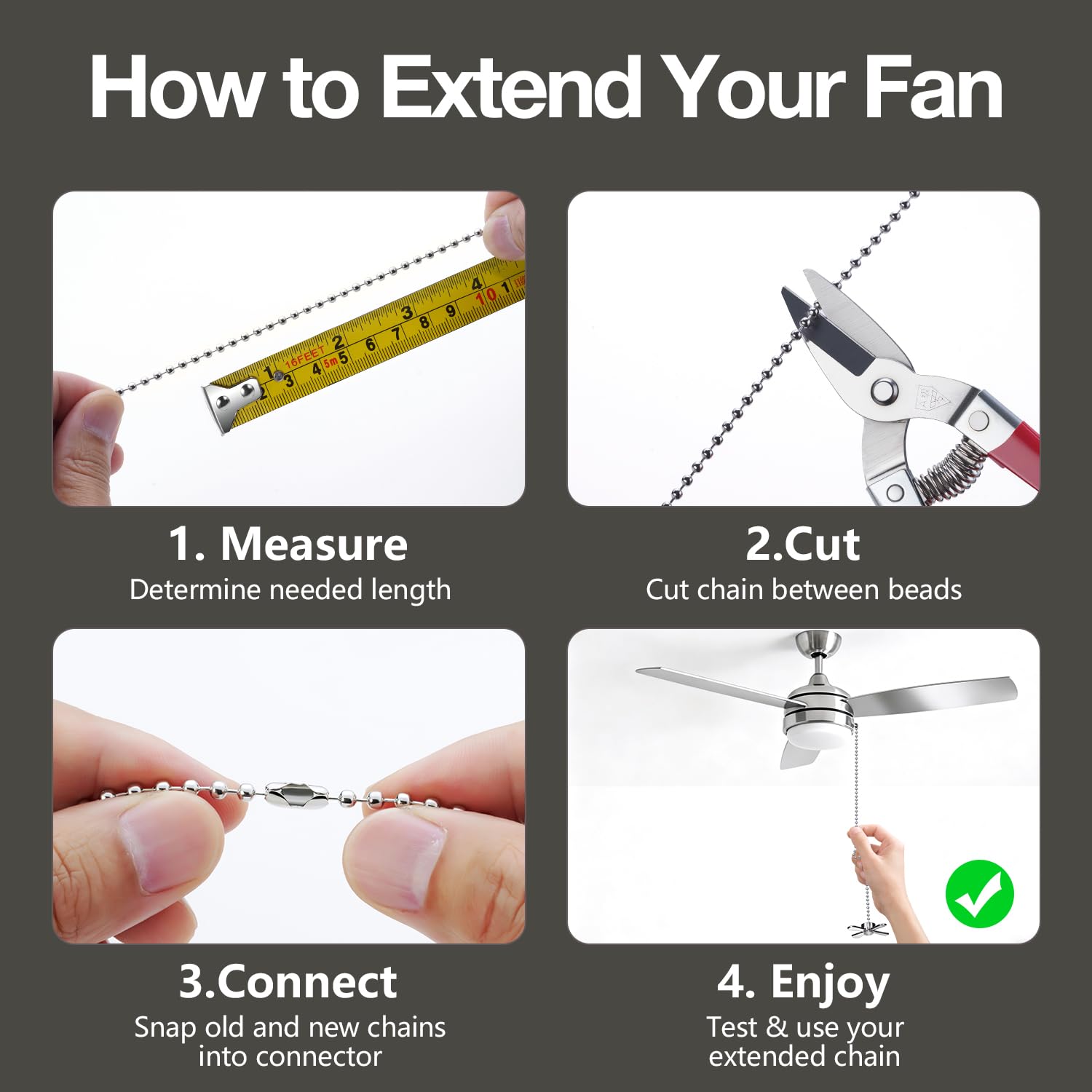 Ceiling Fan Pull Chain Extender - 24 Inch -8 Ceiling Fan Pull Chain Extender - 24 Inch -8