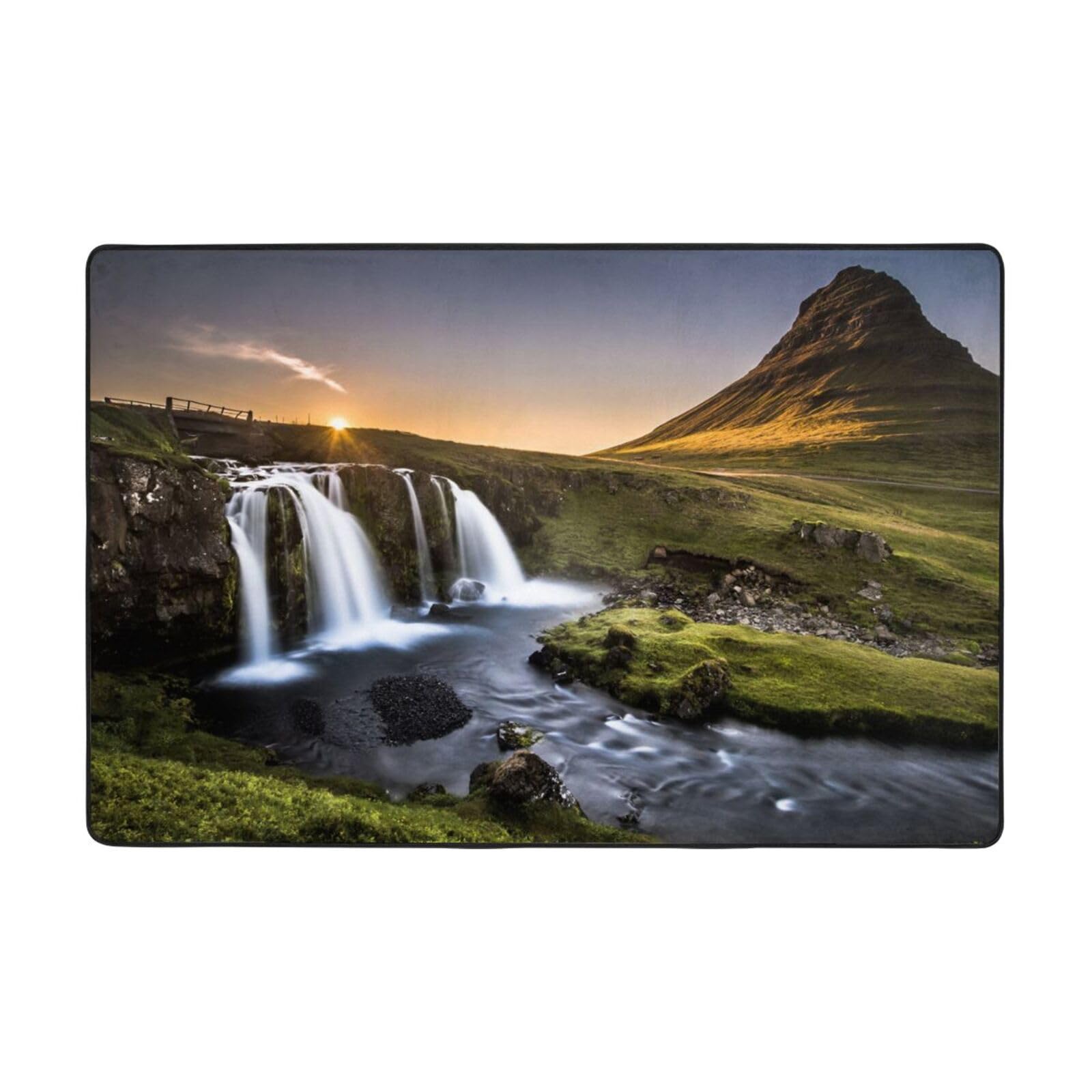 Tapis de sol en flanelle absorbant et antidérapant avec motif de style islandais