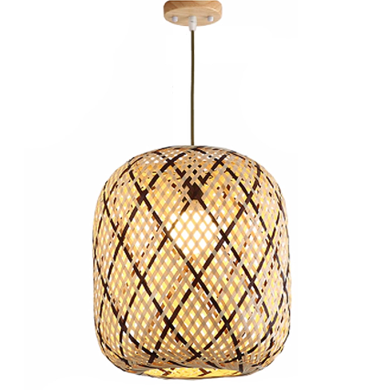 SHUANGZ 11.8" Boho Wicker Pendant Light Fixture Modern Rattan Chandelier Boho Farmhouse Dome Lantern Decor Light Fixtures for Kitchen Island Bedroom Living Room Hand Woven Rustic Ceiling Lights