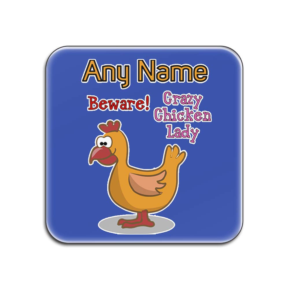 Dessous-de-verre brillant Crazy Chicken Lady anti-taches pour verre