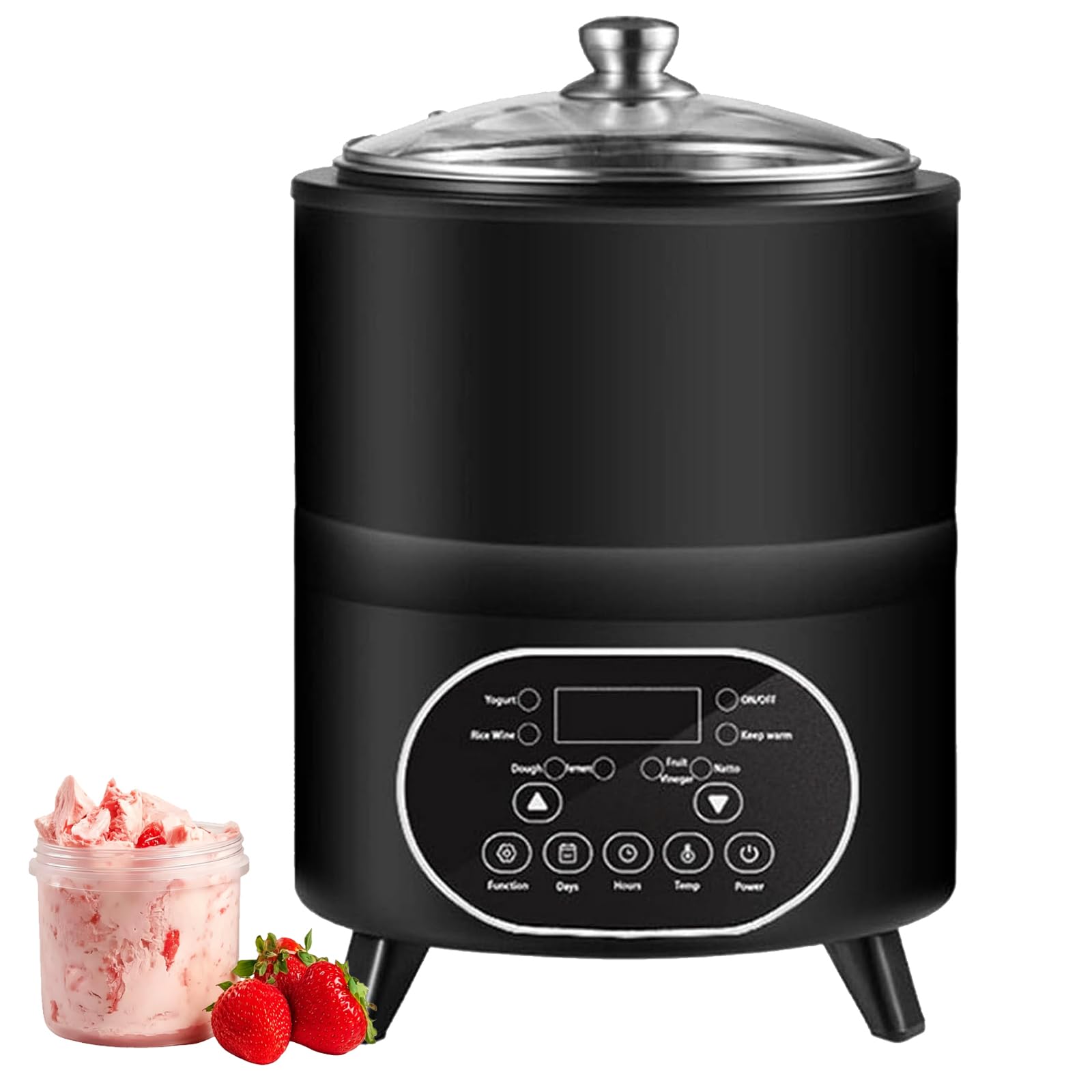 Maszyna do jogurtu, automatyczna maszyna do fermentacji z wyświetlaczem LED, regulacja temperatury 360°, stal nierdzewna, pojemność 8 l / 12 l, do domowego jogurtu, octu, wina ryżowego