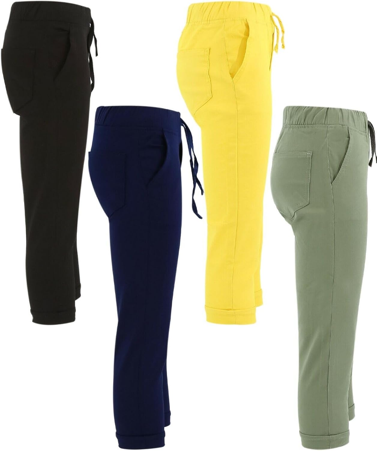 SIRRI Baby Boys Cotton Casual Pants Stretch Adjustable Waist Pants