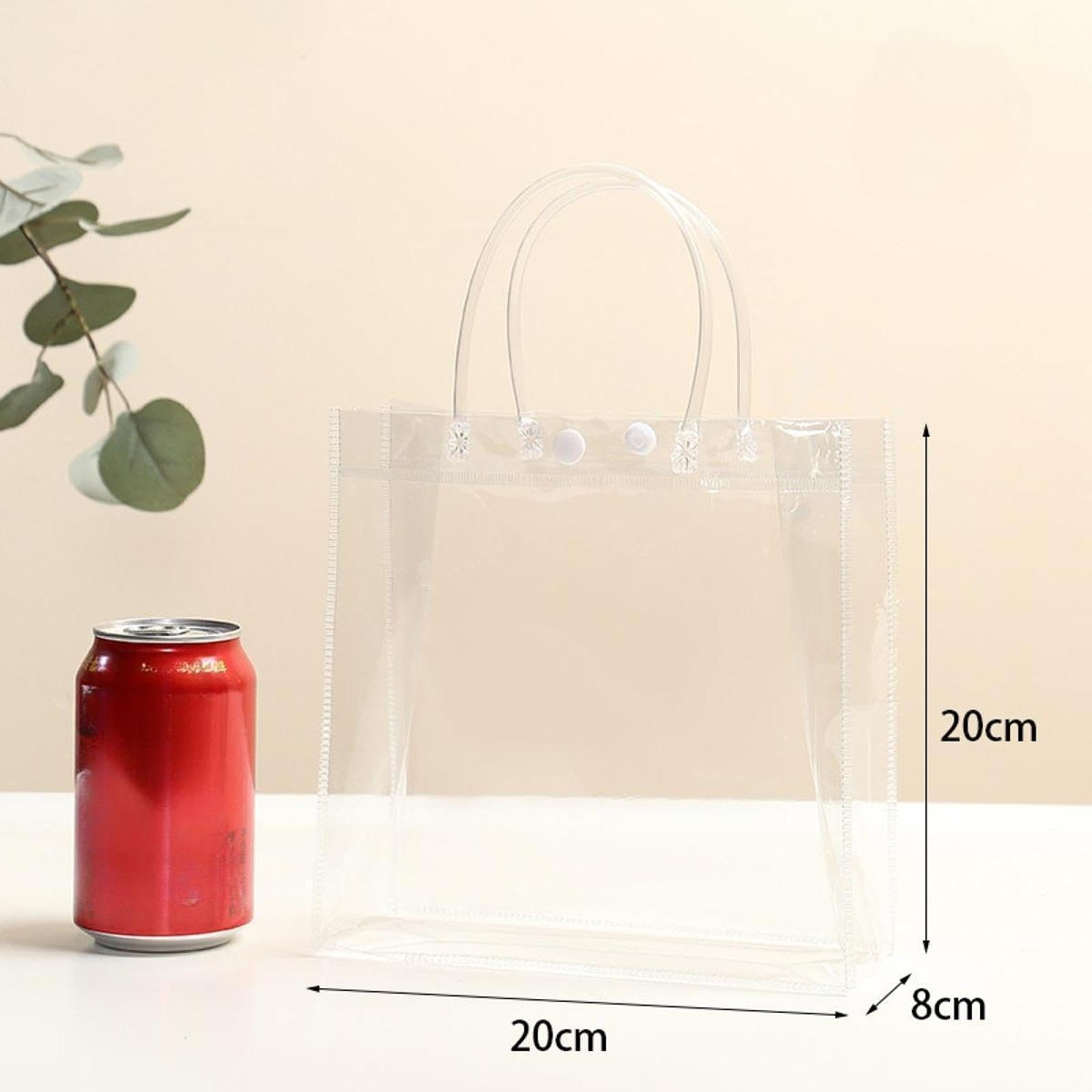 25 Pezzi Party Tote Bags Trasparenti con Manici Decorativi PVC Sacchetti Regalo Riutilizzabili per Confezioni E Caramelle Accessori Adatti a Regali Ev, 20x20cm