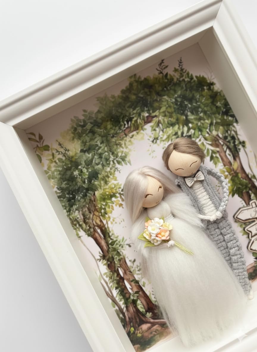Ramka ślubna handmade boho para młoda prezent na ślub wesele pamiątka