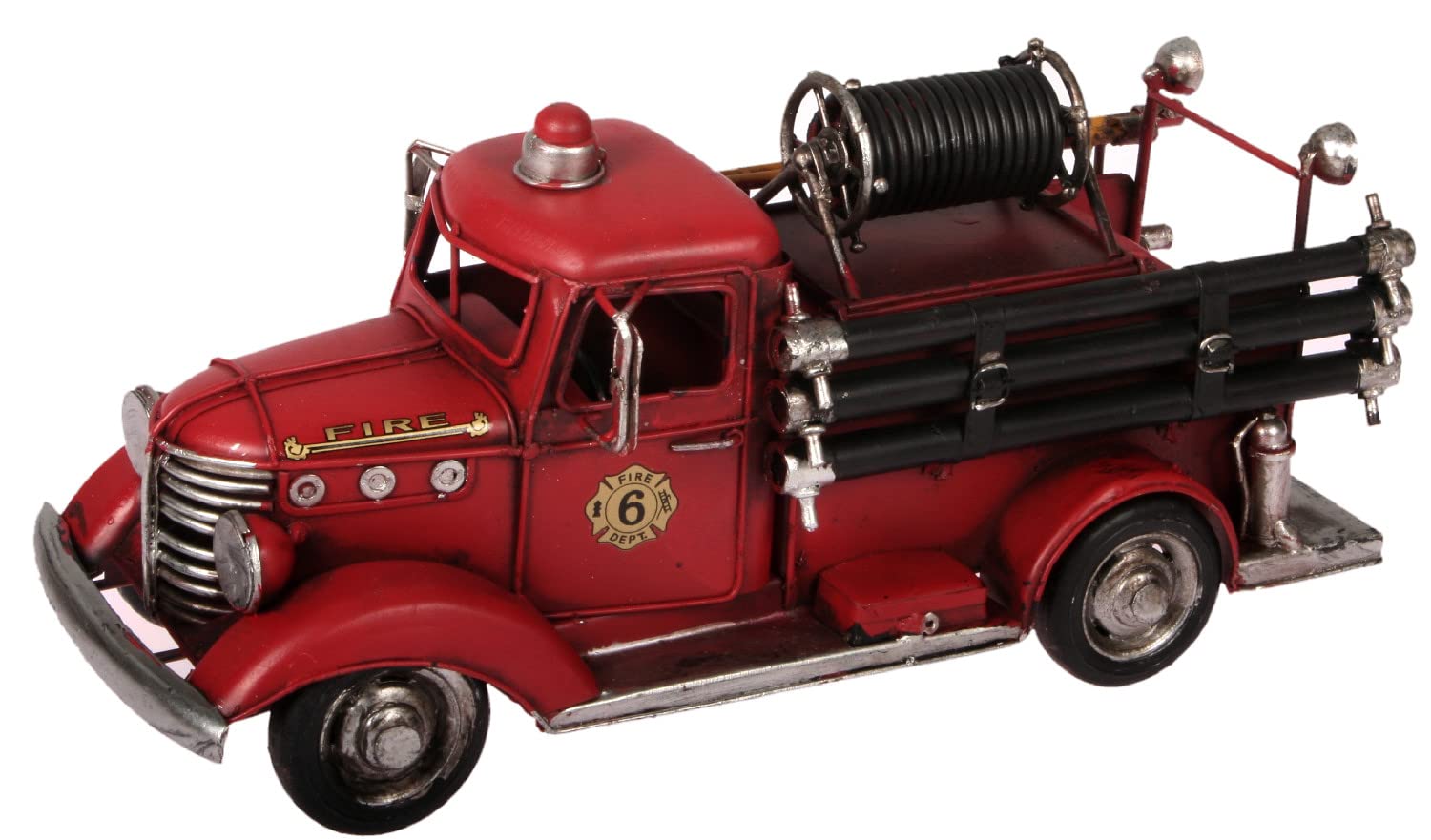 Feuerwehr Auto Metall 26 cm mit Spardose und Bilderrahmen Oldtimer Nostalgie Blech Löschwagen Modell Wagen LKW