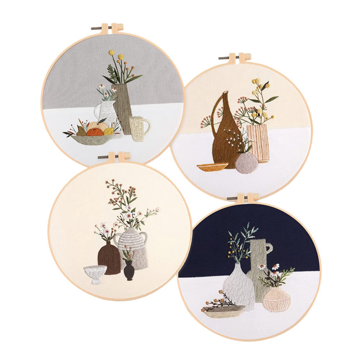 OATIPHO 4セット刺繍材料キット ニードルポイント 手芸 刺繍糸 クロスステッチ 手作り 軽量 持ち運び便利 インテリア雑貨 リビング 寝室 飾り付け : Hobbies