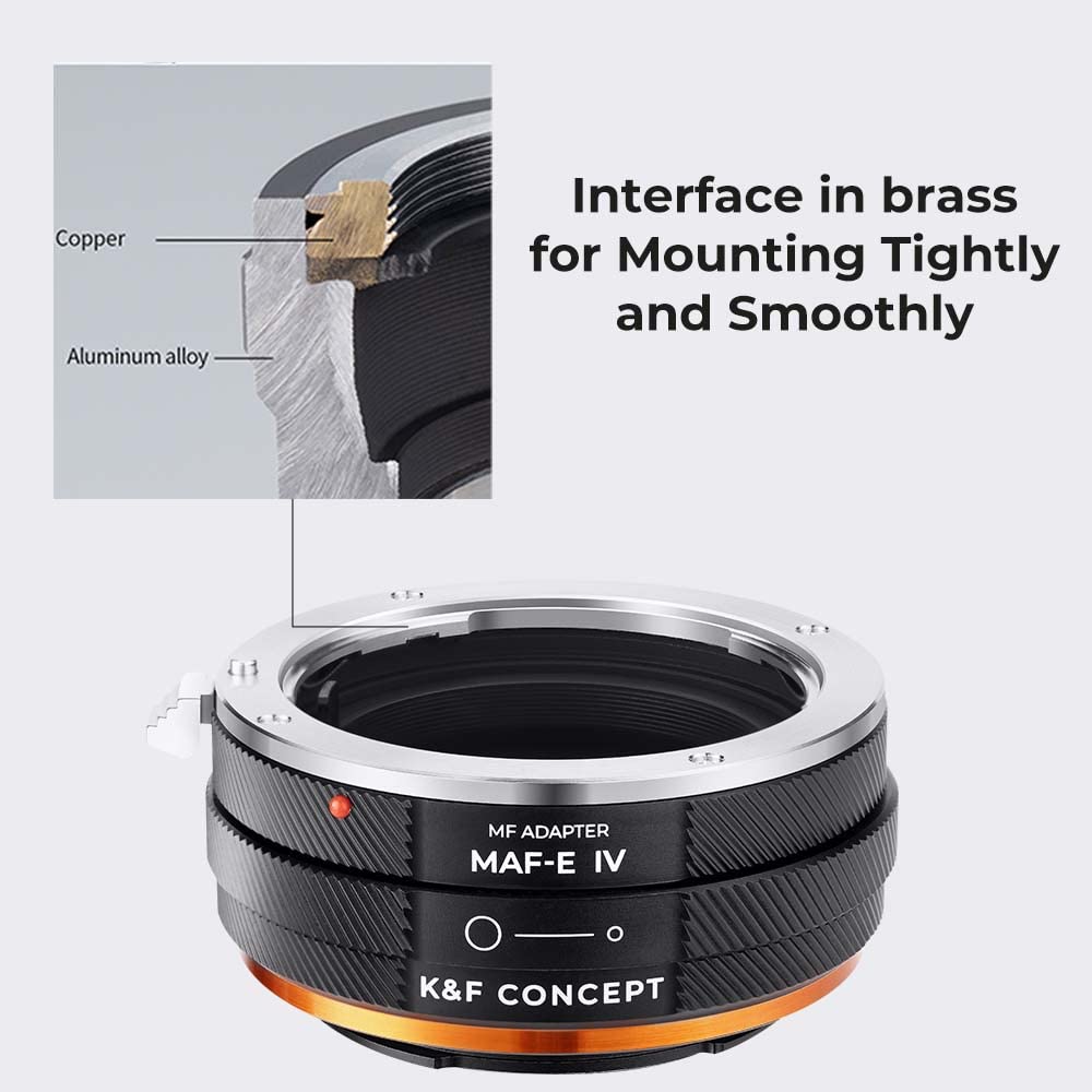 K&F CONCEPT Adapter do montażu obiektywu IV PRO MAF-NEX, ręczne ustawianie ostrości, kompatybilny z obiektywem Minolta AF/Sony Alpha A do korpusu aparatu SONY-E NEX z matującym lakierem