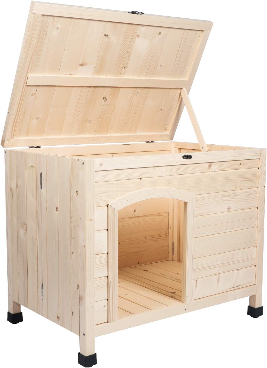 LINLUX Portable Indoor Wooden Dog House, Foldable, No Assembly Required (Beige)