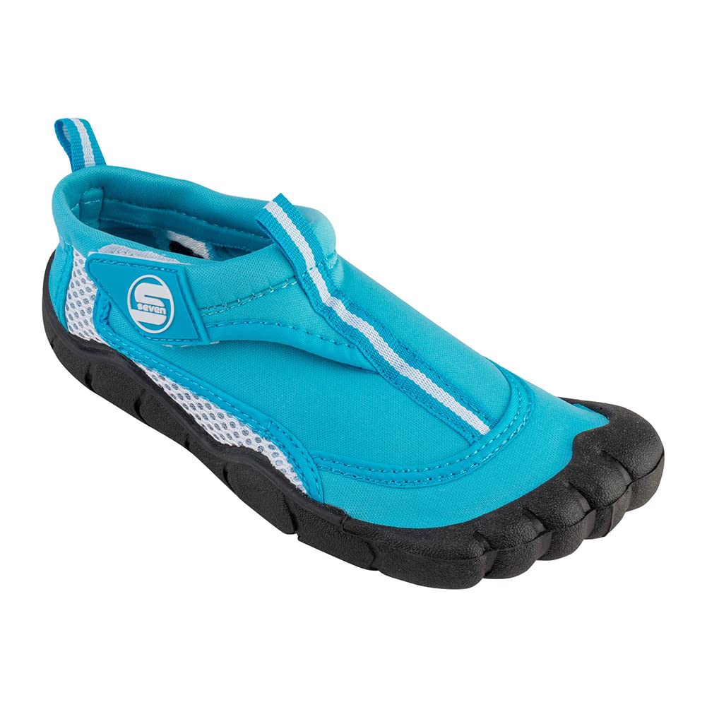 Kids Aqua Sock Wave Water Shoes - Waterproof Slip-Ons for Pool, Beach and Sports, Turquoise/White, Size 13