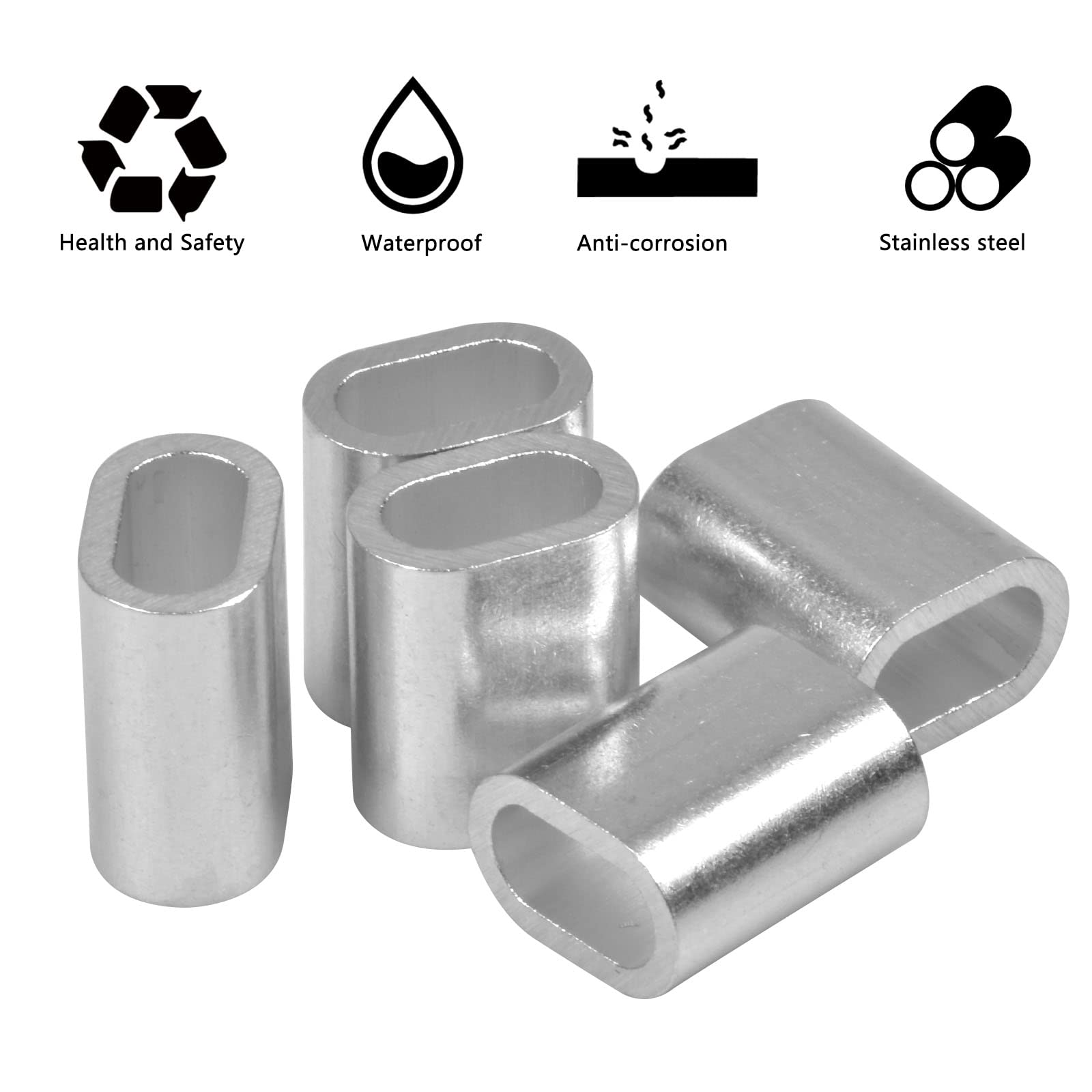 200 Pièces Manchon En Aluminium M3 Ovale Pour Câble 3mm - Ferrules Sertir, Clip à Sertir Robuste Et Antirouille